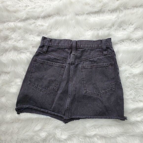 Madewell Women's Black Denim Factory Distressed Mini Skirt Size 24 - Picture 2 of 4